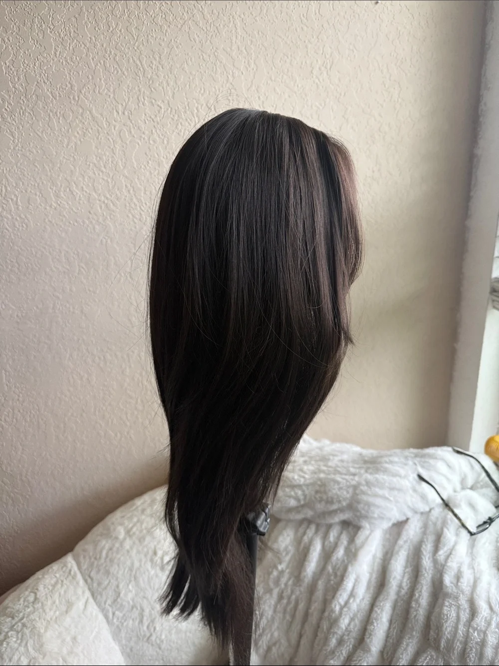 Layered 22 inch Wig dark brown natural black wolf cut butterfly long